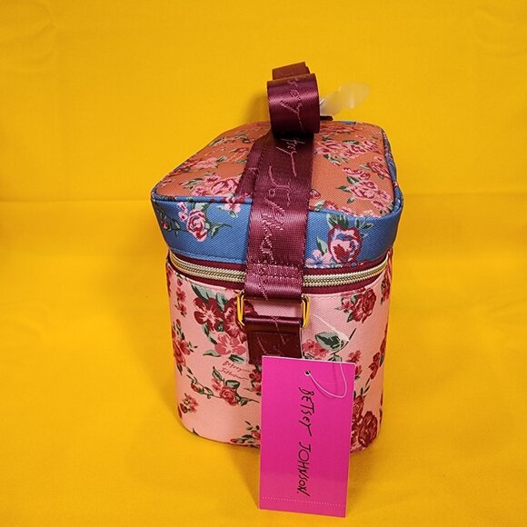 Betsey Johnson Rose Floral 6 Pack Insulated Lunch Bag Train Case Cooler NEW - Picture 6 of 11